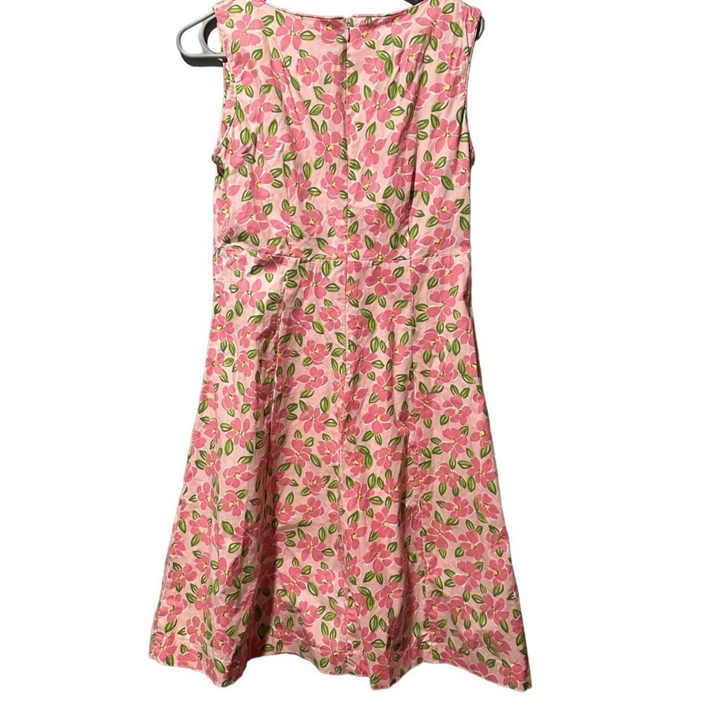 Vintage CHADWICKS sleeveless pink floral dress with cute pink bow at collar SZ 6 - Picture 2 of 3